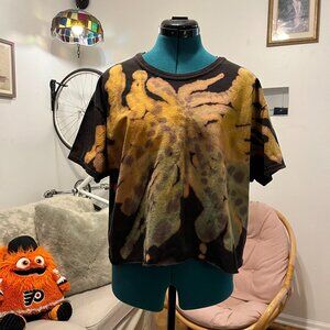Handmade Bleach Dye Butterfly Festival Crop Top